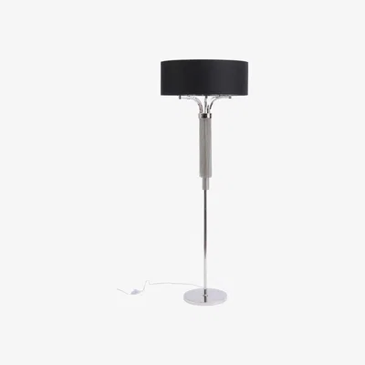 Olivia's Libra Metal Floor Lamp In Nickel Finish With Black Shade