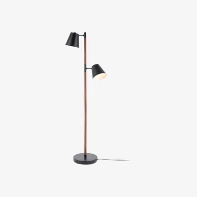 Olivia's Leitmotiv Floor Lamp in Black with Dark Wood