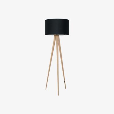 Olivia's Zuiver Tripod Floor Lamp Black - Wood Base / Black / Wood Base