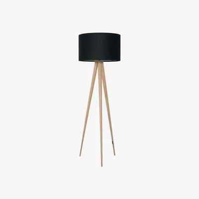 Olivia's Zuiver Tripod Floor Lamp Black - Wood Base / Black / Wood Base