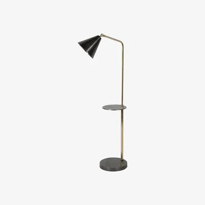 Olivia's Libra Urban Botanic Collection - Amelie Brushed Floor Lamp with Table in Satin Grey & Brass