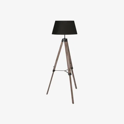 Downtown Wooden Tripod Floor Lamp With Shade