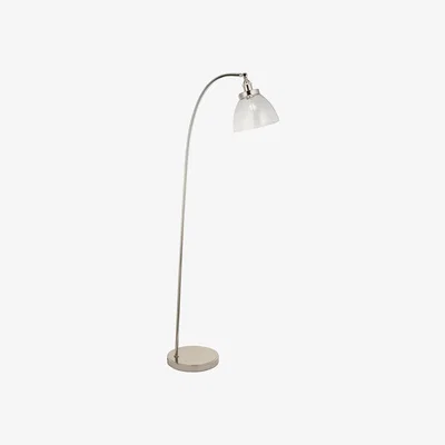 Perch and Parrow Ralph Glass Floor Light in Bright Nickel