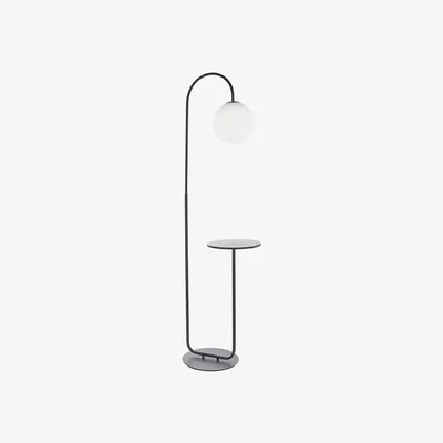 Perch and Parrow Harriet Black Standing Floor Lamp with Table