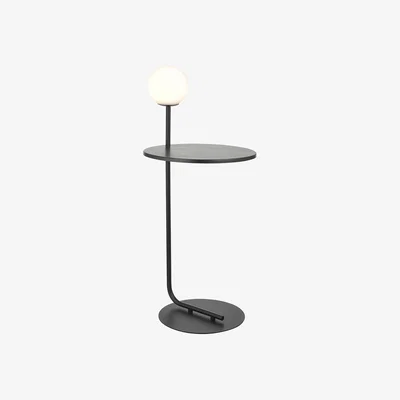 Perch and Parrow Harriet Black Opal Glass Floor Light with Table