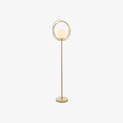 Perch and Parrow Katrina Opal Glass Hoop Floor Lamp in Gold