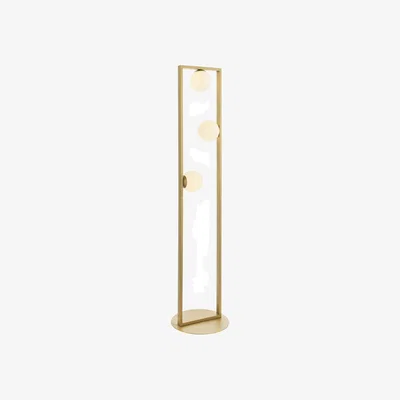 Perch and Parrow Aquene Rectangular Opal Glass Floor Lamp in Gold