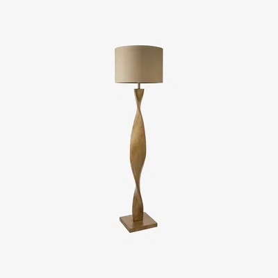 Pagazzi Abia Oak Effect & Natural Linen Floor Lamp