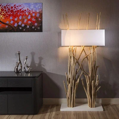 Quatropi Beautiful tall Modern Designer driftwood Floor Lamp/Light white 185cm