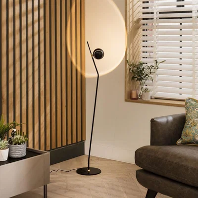 Quatropi Industrial Floor Lamp Black Metal Modern Angled Design - Dimmable LED
