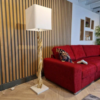 Quatropi Stunning Unique Modern Driftwood floor lamp / light white shade Zanaga