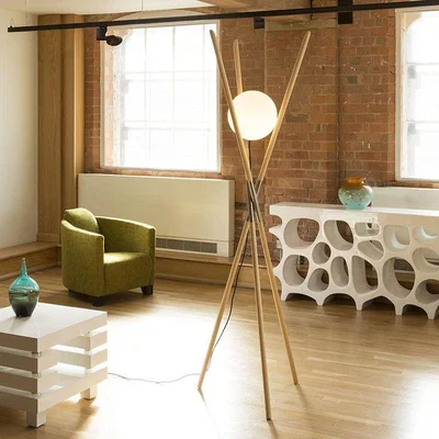 Quatropi Envy Lighting Modern Designer Standard Floor Lamp Large Ash Wood Moon