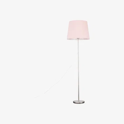 The Range Modern Floor Lamp In Brushed Chrome Metal Finish With Extra Large Pink Shade - Brushed Chrome