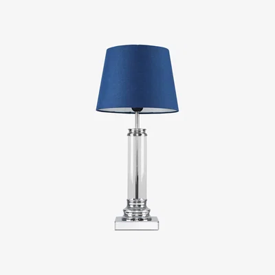 The Range Modern Silver And Clear Glass Touch Floor Lamp With Navy Light Shade - Silver