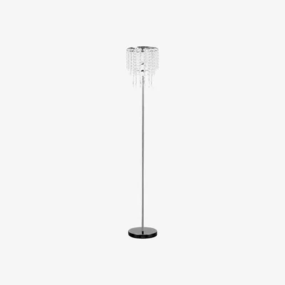 The Range Modern Decorative Polished Chrome And Clear Acrylic Droplet Floor Lamp - Silver