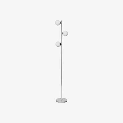 The Range 3 Way Single Stem Grey And Silver Chrome Standing Floor Lamp With Glass Shades - Grey