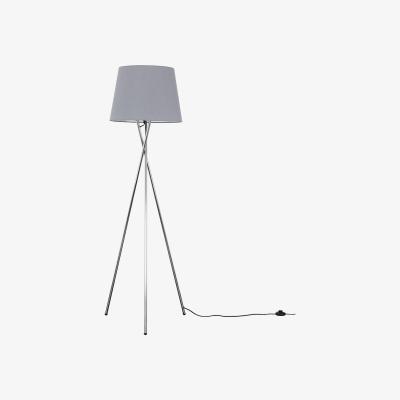 The Range Modern Polished Chrome Metal Tripod Floor Lamp With Grey Shade - Silver