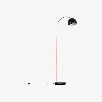 The Range Modern Style Copper Black Curved Stem Floor Lamp With Black Dome Shade - Copper