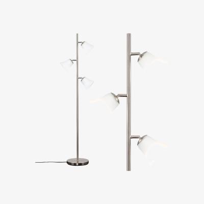 The Range Elliott Silver Floor Lamp With 3 Bell Frosted Shades - Silver