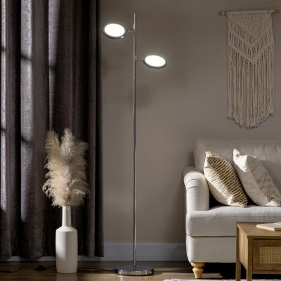 The Range Adjustable Head 2-Light LED Floor Lamps for Living Room Bedroom Chrome - Chrome