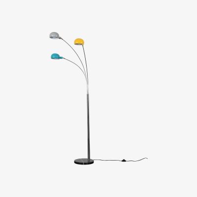 The Range Curva 3 Way Chrome Floor Lamp With Multi Coloured Shades - Silver