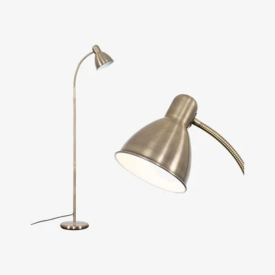 The Range Antique Brass Adjustable Reading Craft Floor Lamp - Gold