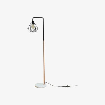The Range Talisman Copper Floor Lamp With Marble Base And Black Metal Cage Shade - Copper