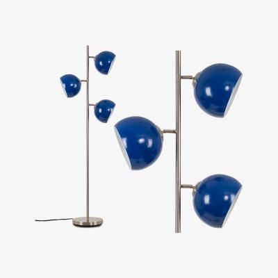The Range Elliott Silver Floor Lamp With 3 Mini Blue Shades - Silver