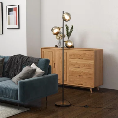 The Range 3 Light Floor Lamp for Bedroom Living Room Modern Standing Lamp - Grey