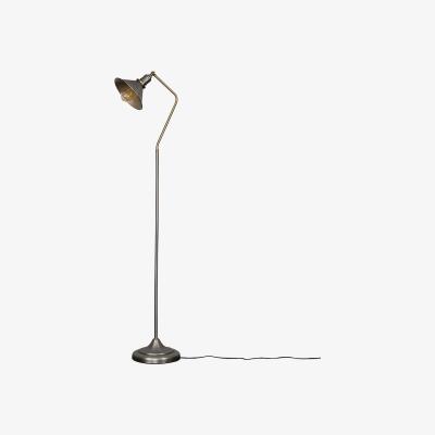 The Range Retro Style Aged Nickel And Gold Metal Adjustable Reading Craft Floor Lamp - Silver