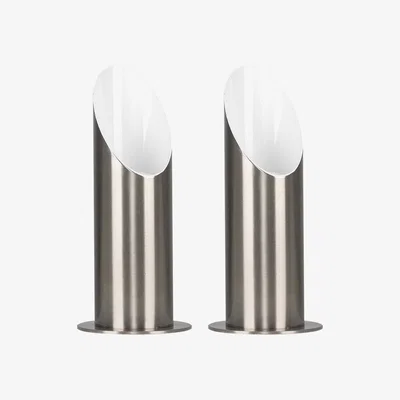 The Range Pair Of Brushed Chrome Table Floor Standing Uplighter Wall Wash Lamps - Silver