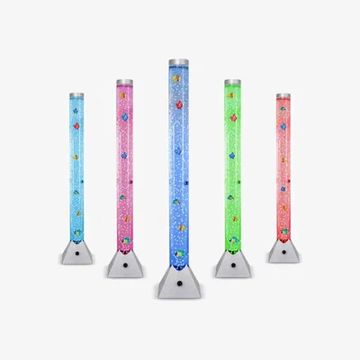 The Range LED Colour Changing Novelty Sensory Tower Fish Bubble Lamp - 90cm - Silver