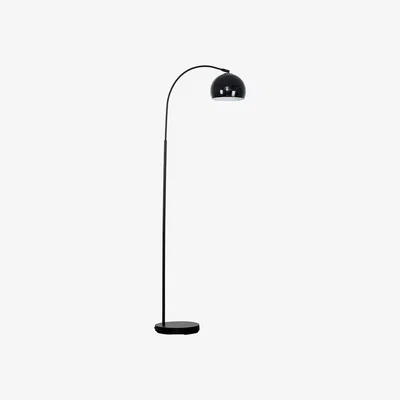 The Range Curva Black Floor Lamp With Gloss Black Metal Dome Shade - Black