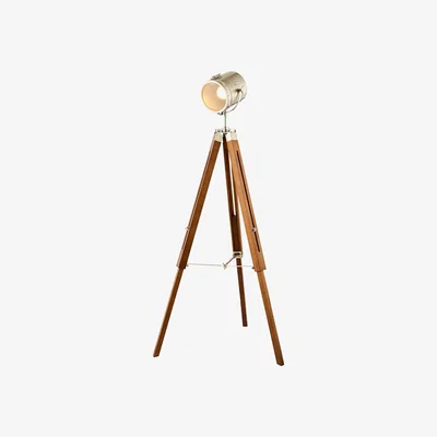 The Range Acton Tripod Floor Lamp - Satin Nickel, Natural
