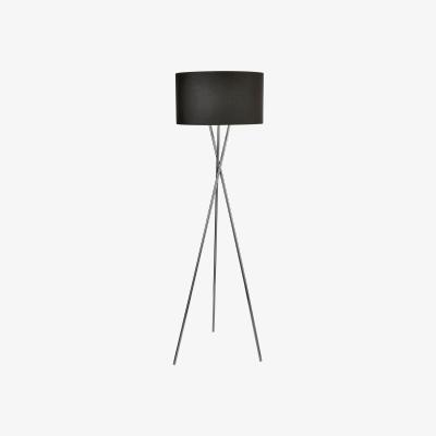 The Range Tripod Metal Floor Lamp with Black Shade - Chrome