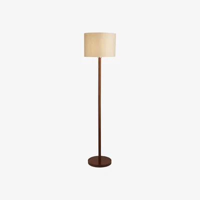 The Range Dark Wood Floor Lamp Grey Shade  - Brown