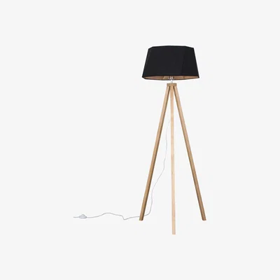 The Range Barbro Light Wood Floor Lamp With Toke BlackCopper Shade - Black