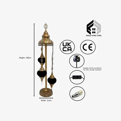 The Range Handmade Turkish Moroccan Glass Mosaic Floor Lamp (Style - 5) - Green