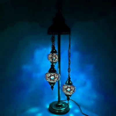 The Range Turkish Moroccan Floor Lamp Glass Mosaic Handmade UK Seller ( Style - 16) - Blue