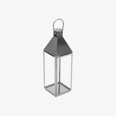 The Range Stainless Steel Floor Standing Lantern - Silver