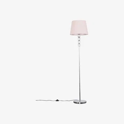 The Range Modern Silver Chrome And Clear Acrylic Ball Floor Lamp With Pink Shade - Silver