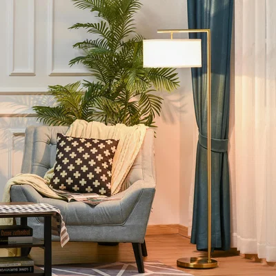 The Range Modern Floor Lamp with Linen Shade E27 Holder - White