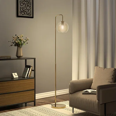 The Range Bedroom Floor Lamp Reading Light With Transparent Glass Lampshade - Golden