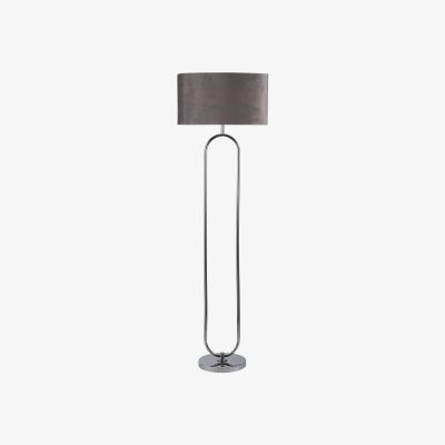 The Range Oblong Floor Lamp with Grey Shade - Silver