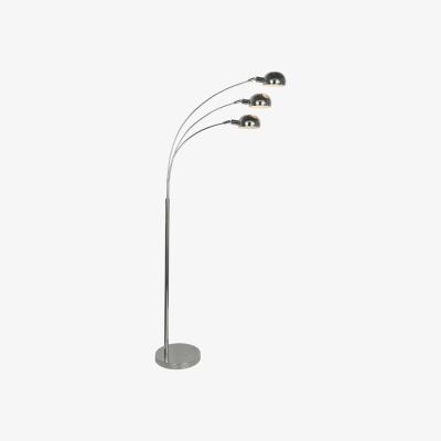 The Range 3 Light Chrome Arc Floor Lamp - Silver