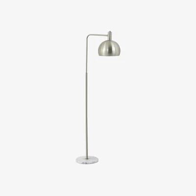 The Range Contemporary Light Marble And Silver Industrial Adjustable Floor Lamp - Silver