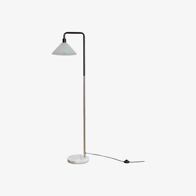 The Range Black Chrome Metal And White Marble Base Floor Lamp With Frosted Glass Shade - Silver