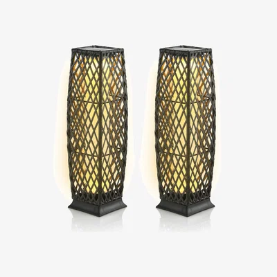 The Range Costway IP65 2-Piece Outdoor Solar-Powered Floor Lamps  - Brown