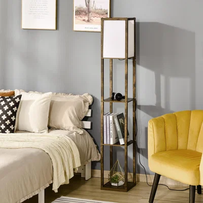 The Range 4 Tier Standing Floor Lamp with Storage Shelf - Brown,