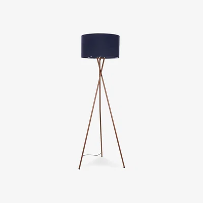 The Range Camden Tripod Copper Floor Lamp Blue Shade - Copper